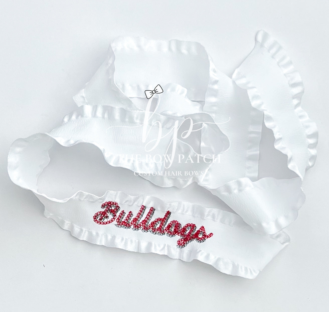 UMS - Bulldogs Embroidered Double Ruffle Ribbon