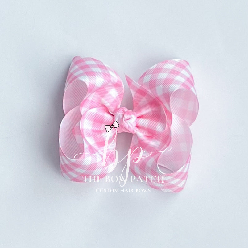 Pink Gingham Boutique Bow