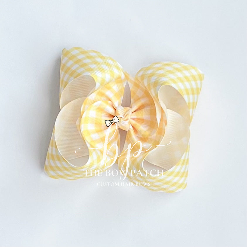 Yellow Gingham Boutique Bow