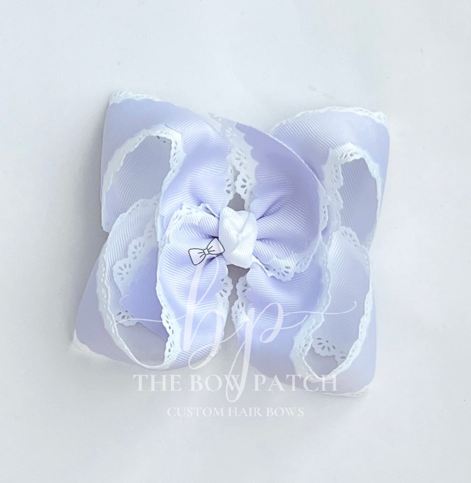 Double Layer Scalloped Eyelet Boutique Bow (available in 4 colors)