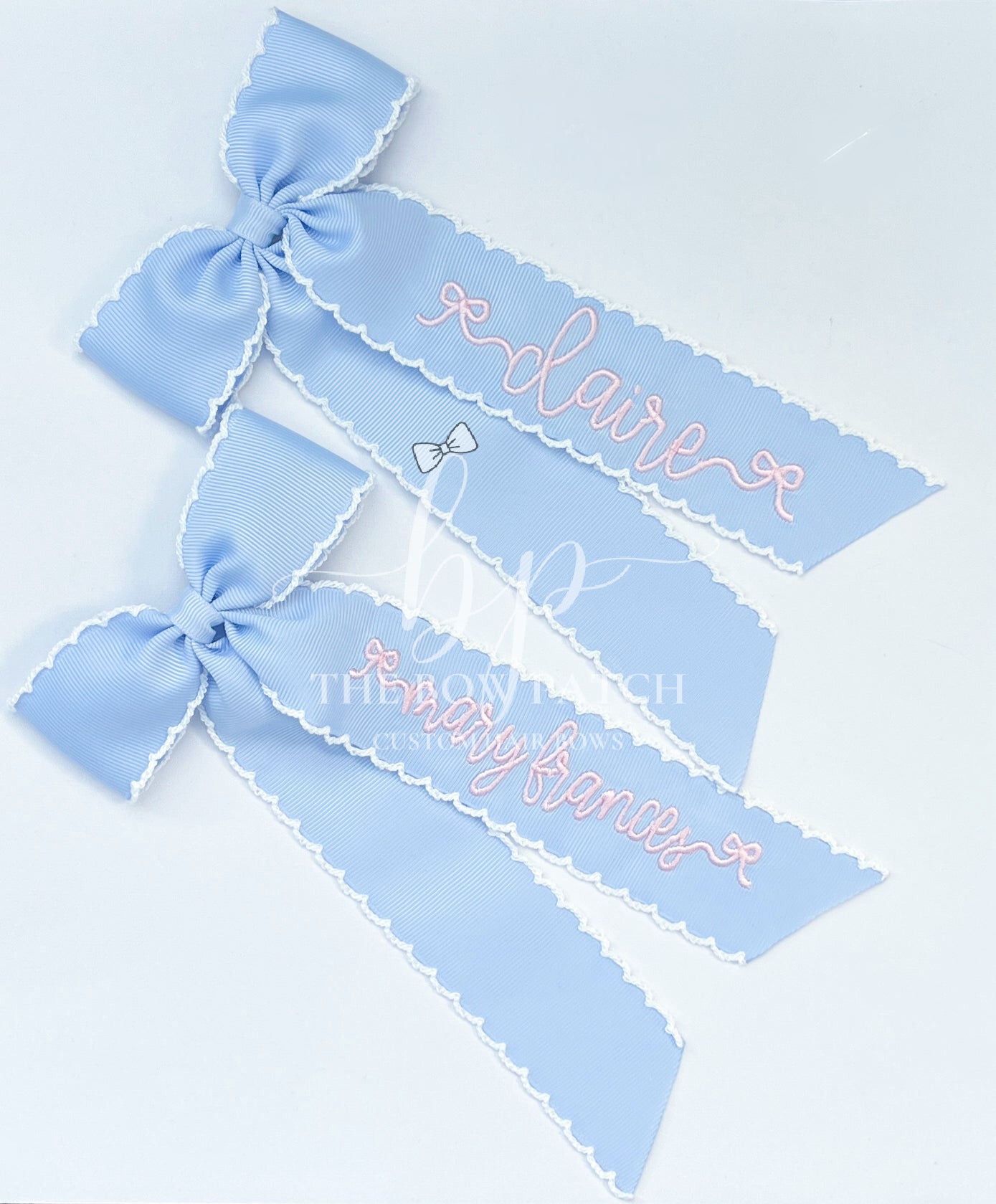 Blush and Blue Schoolgirl Bow