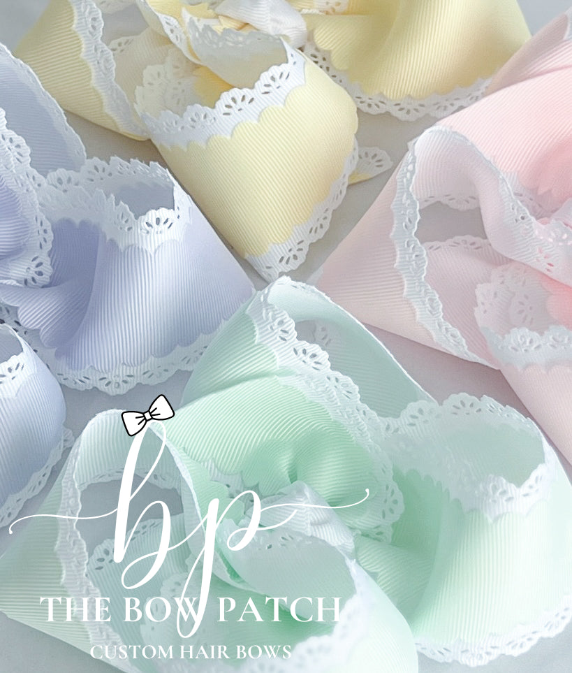 Double Layer Scalloped Eyelet Boutique Bow (available in 4 colors)