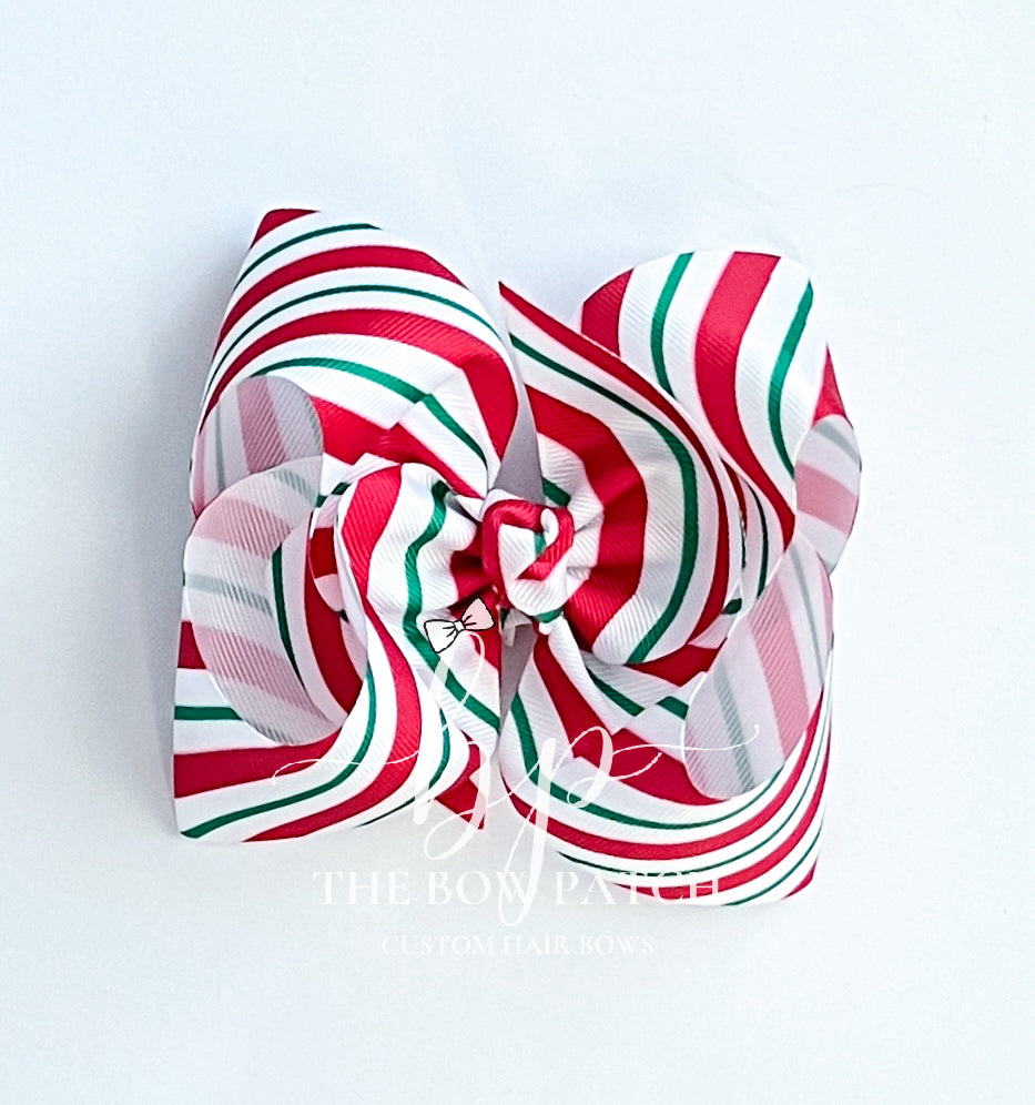 Peppermint Stripe Boutique Bow