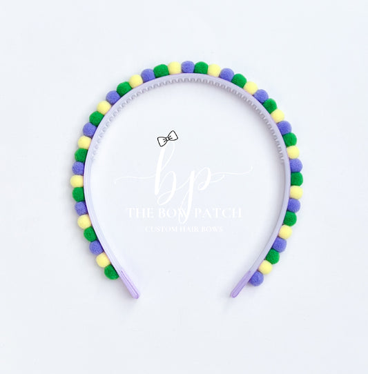 Mardi Gras Pom Pom Headband