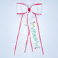 Christmas Lights Embroidered Name Bow