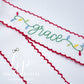 Christmas Lights Embroidered Name Bow