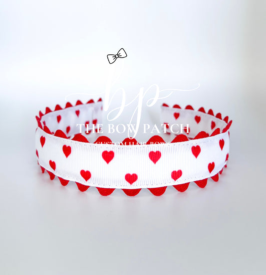 Red Hearts Ric Rac Headband