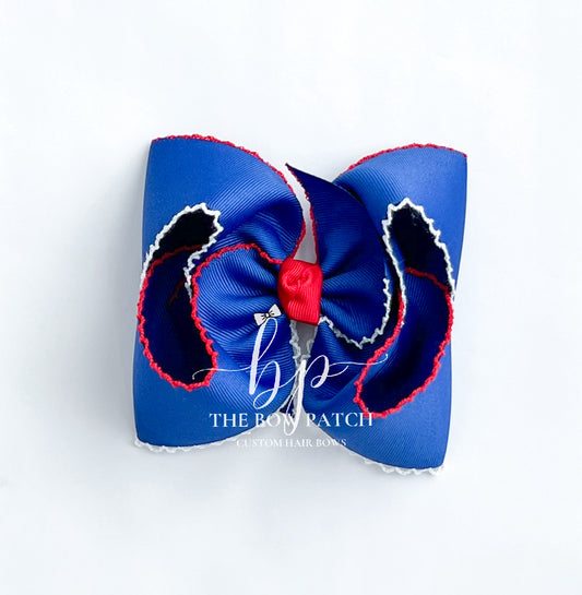 Dark Royal Patriotic Moonstitch Boutique Bow