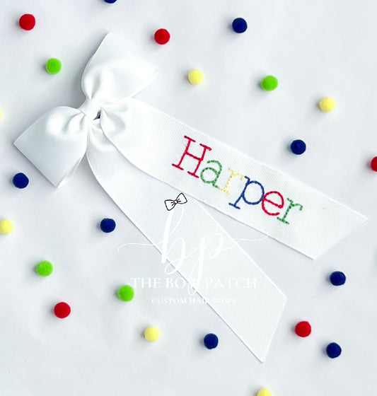 Primary Block Embroidered Schoolgirl Bow