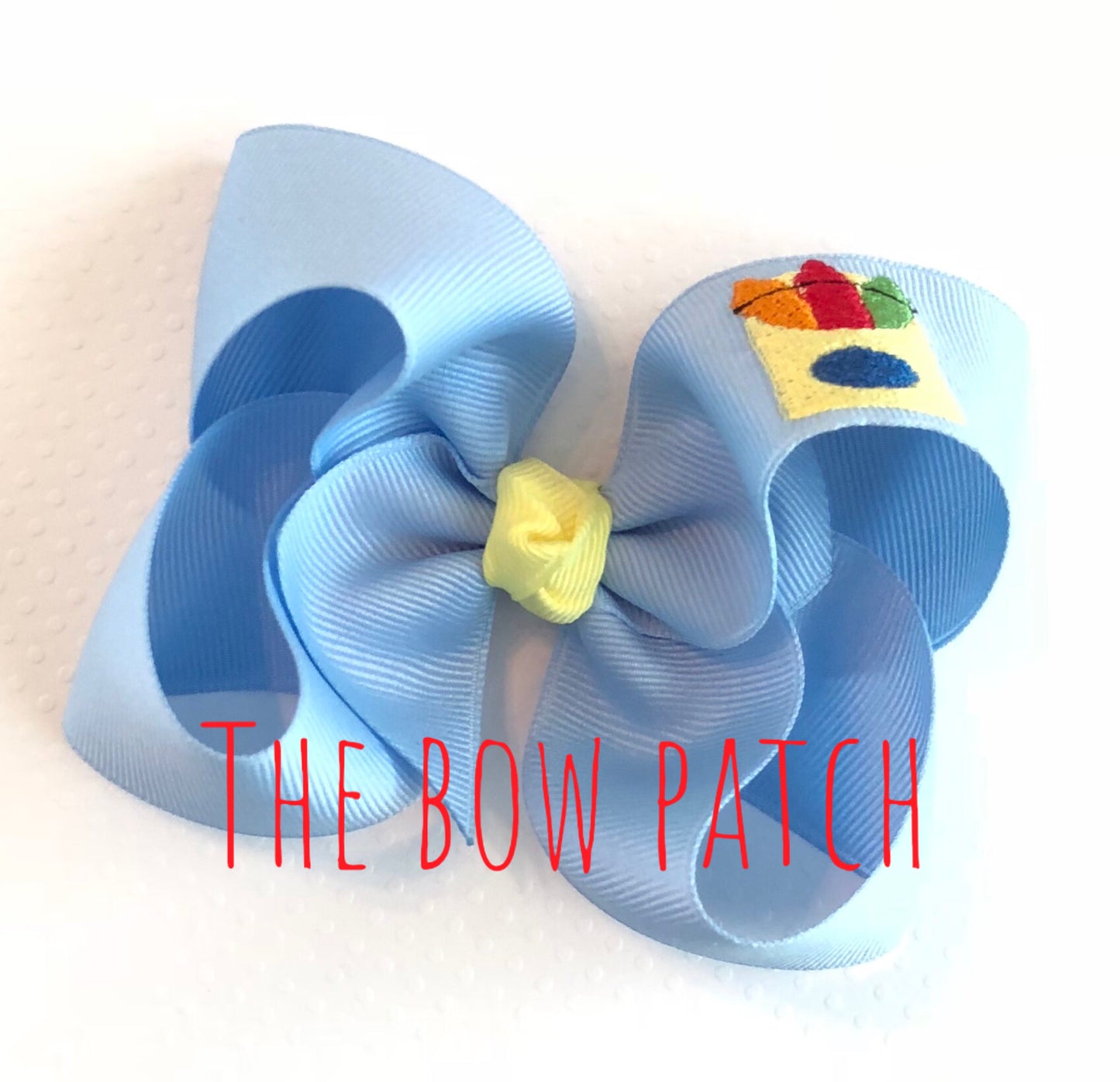 Embroidered Crayons Boutique Bow