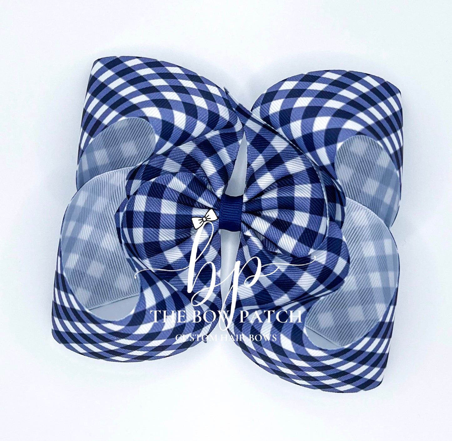 Light Navy Gingham Bow