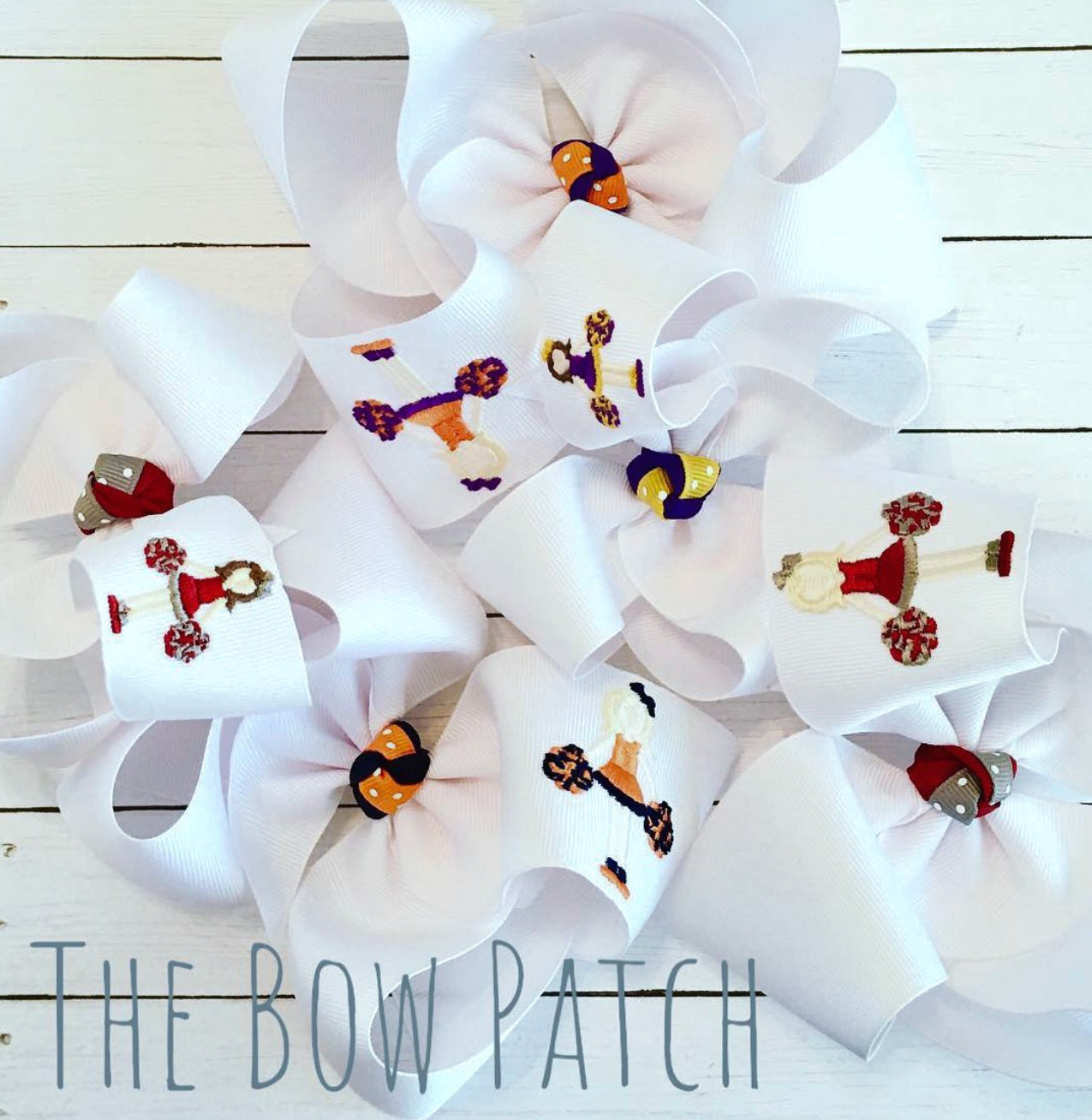 Embroidered Cheerleader Bow