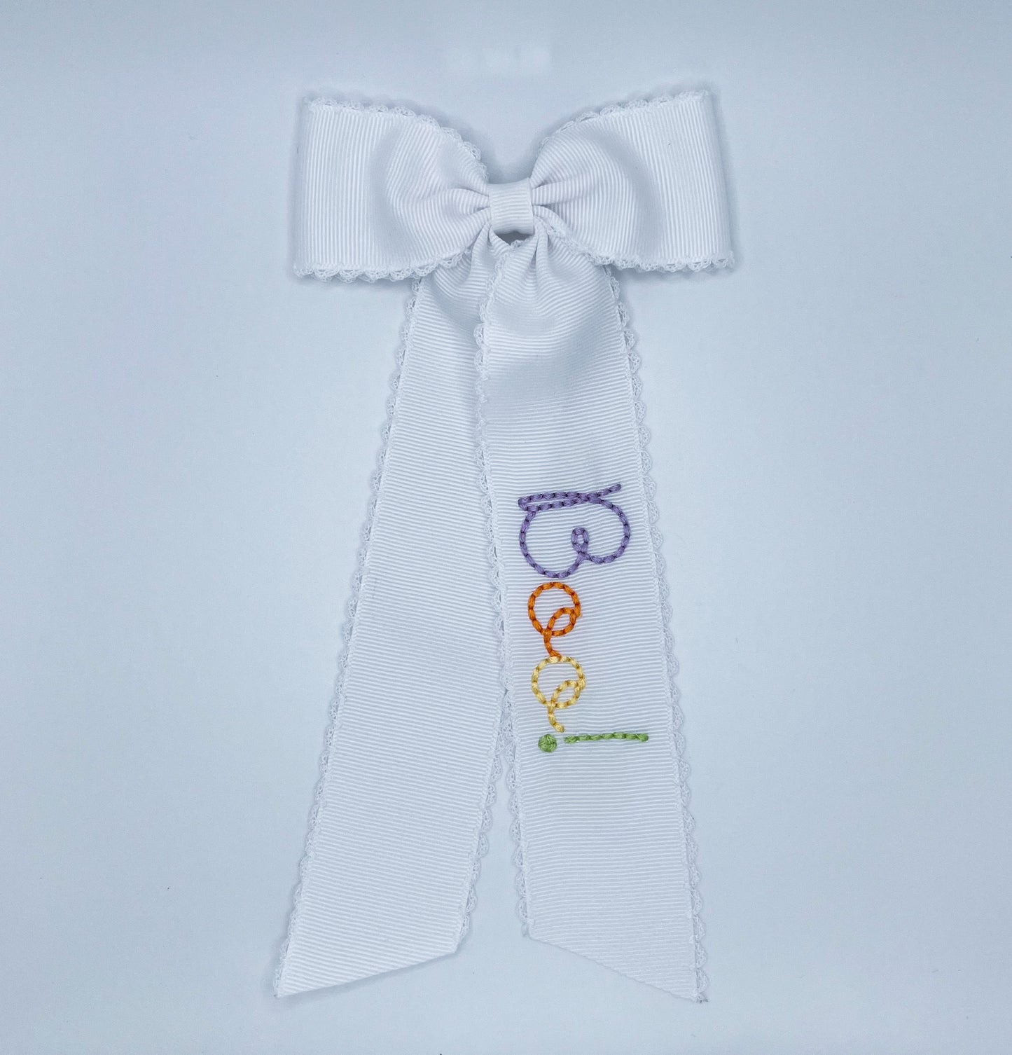 BOO! Embroidered Moonstitch Schoolgirl Bow