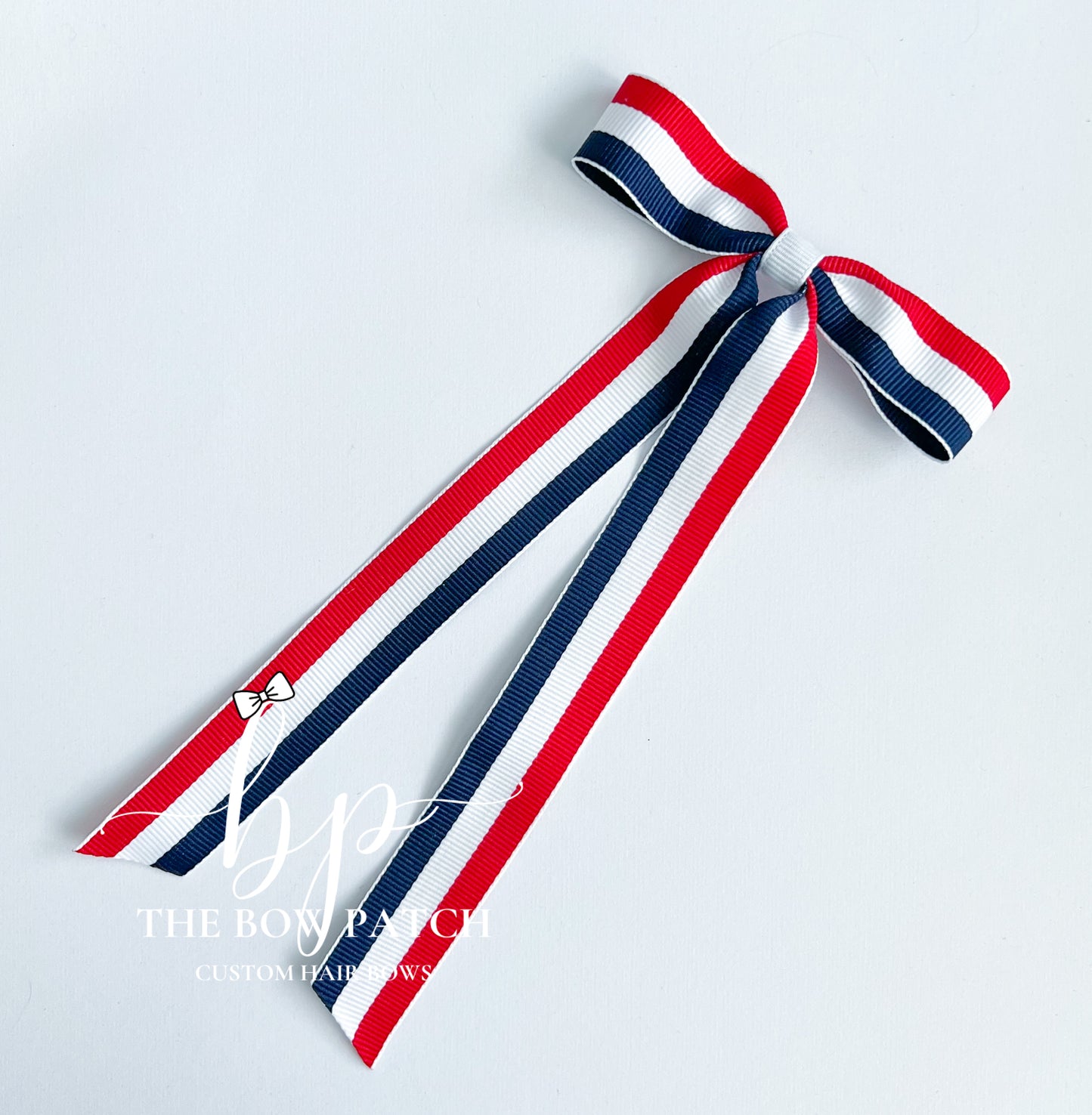 Patriotic Stripe Narrow Schoolgirl Bow