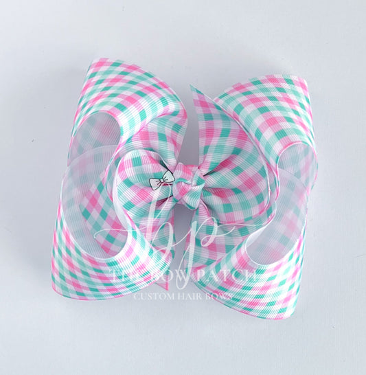 Minty Gingham Bow