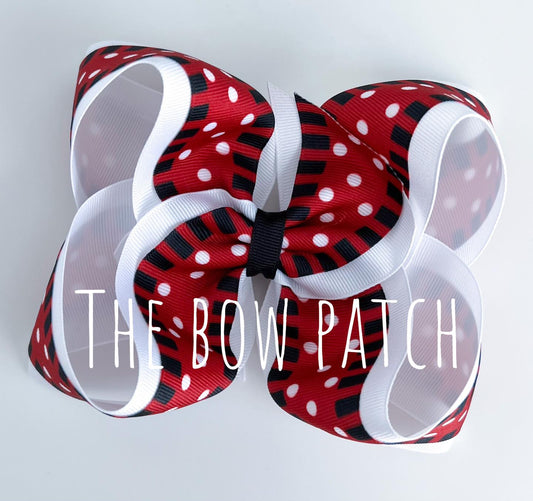 Red / Black / White Layered Bow