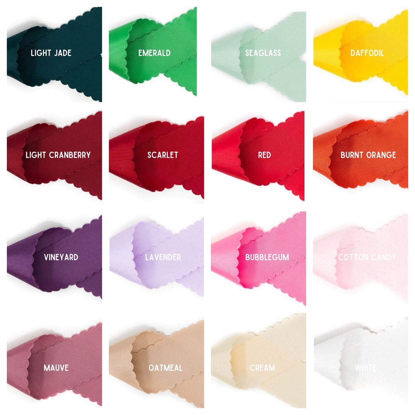 Scalloped Grosgrain Schoolgirl Bow (available in 20 colors)