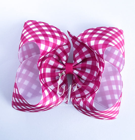 Shocking Pink Gingham Bow