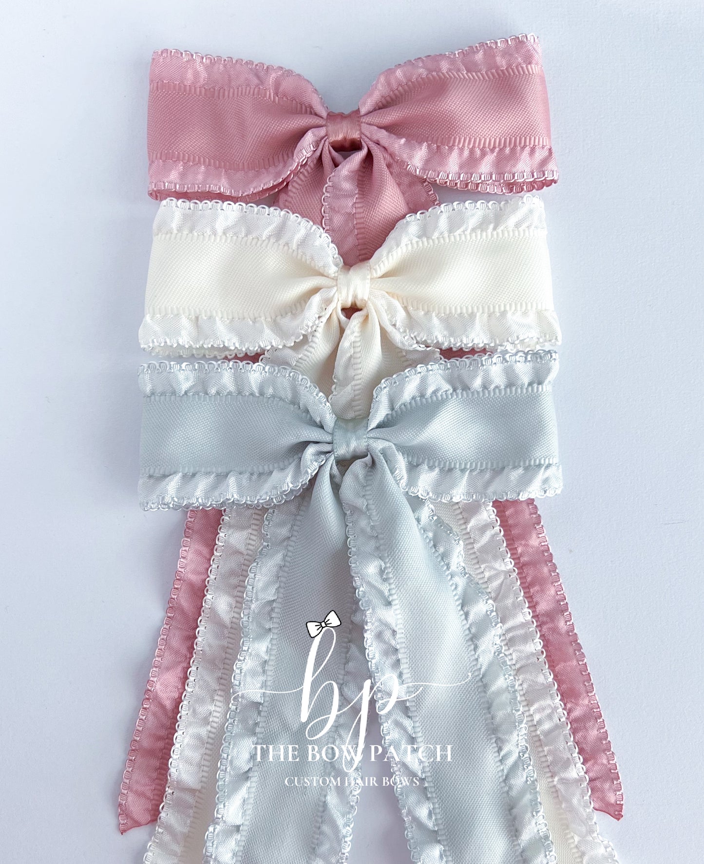 Scalloped Double Ruffle Schoolgirl Bow