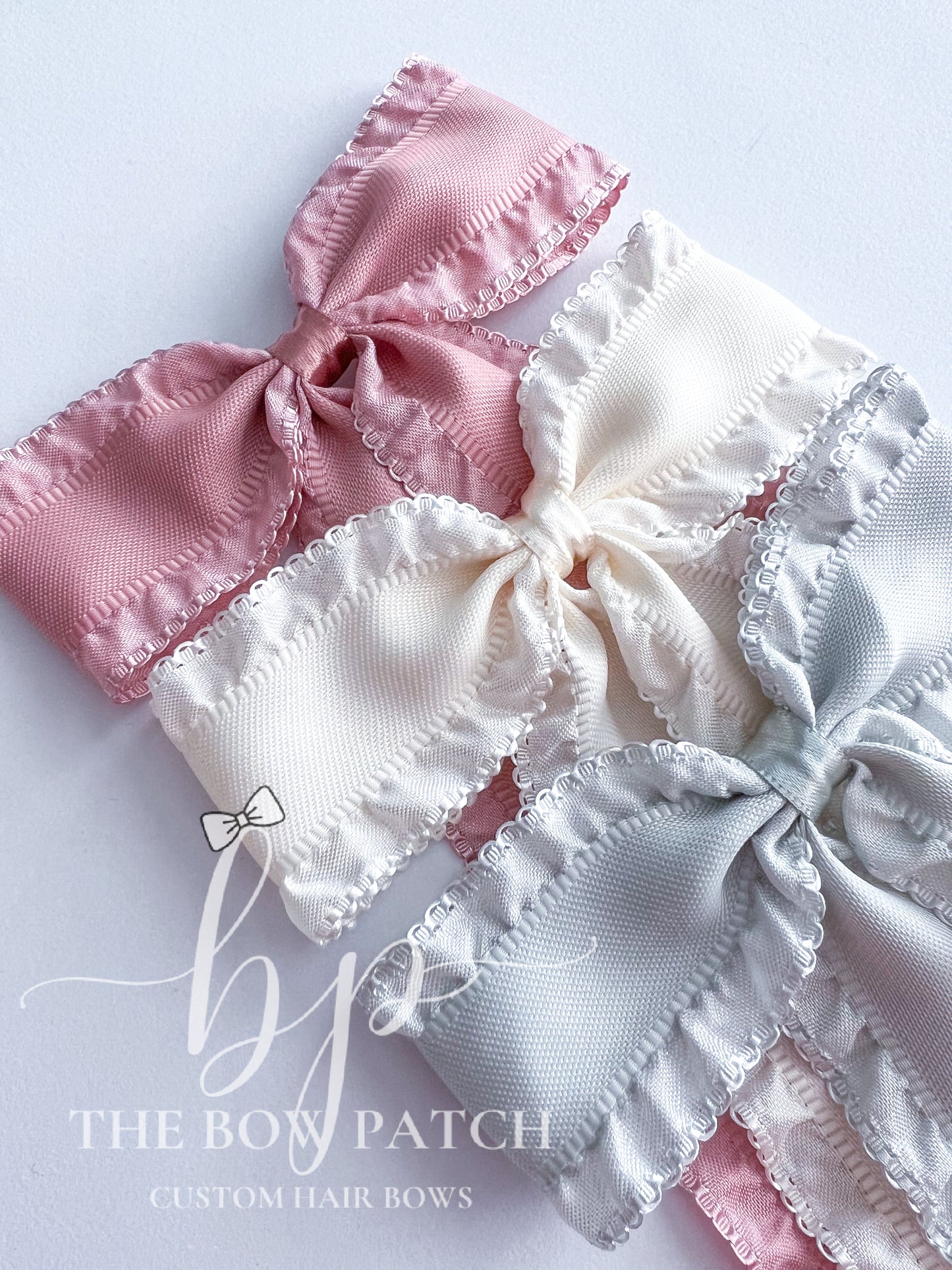 Scalloped Double Ruffle Schoolgirl Bow